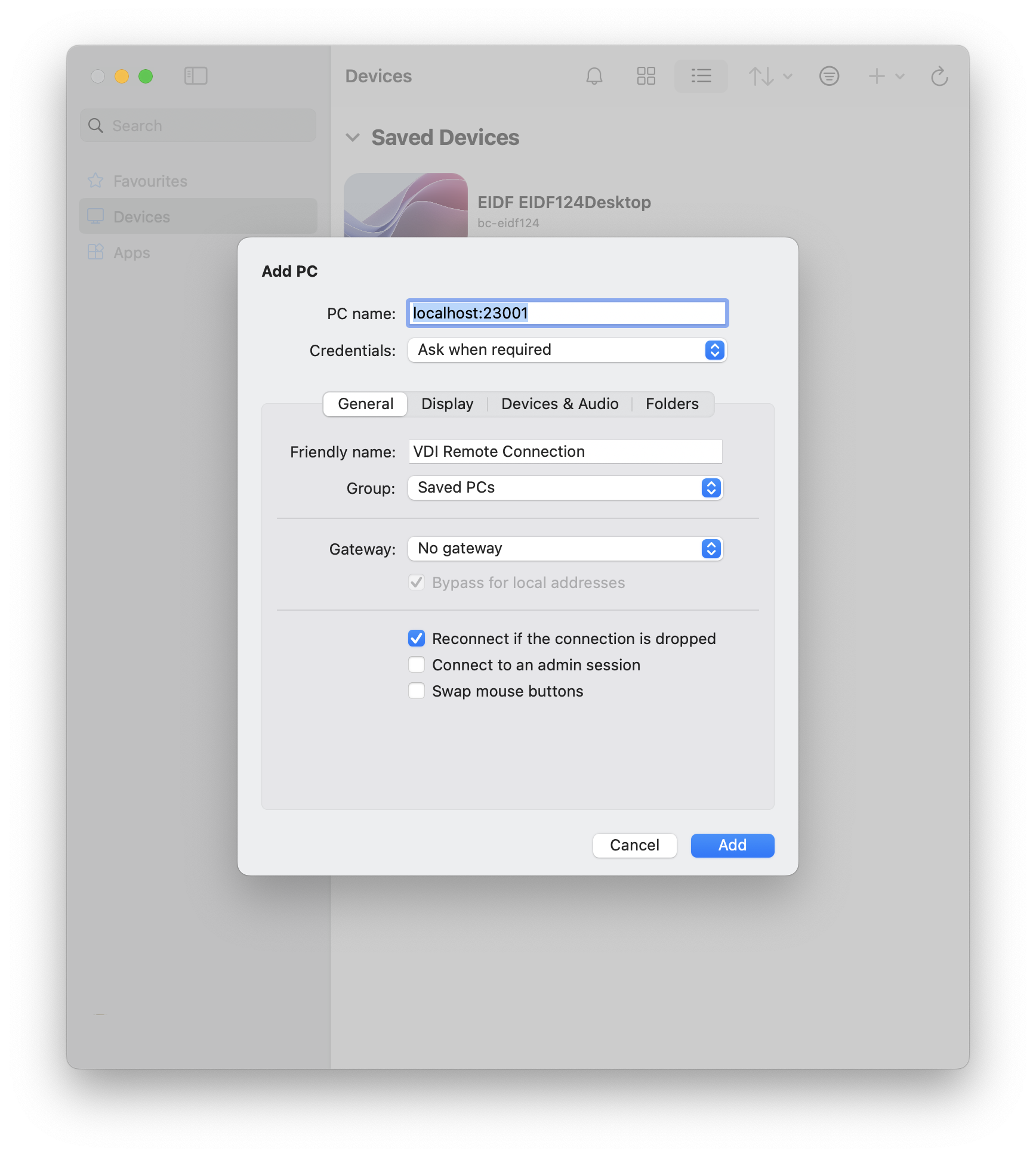 macOS server input